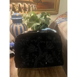Vintage Souré Bag New York Large Black Beaded Front Handbag